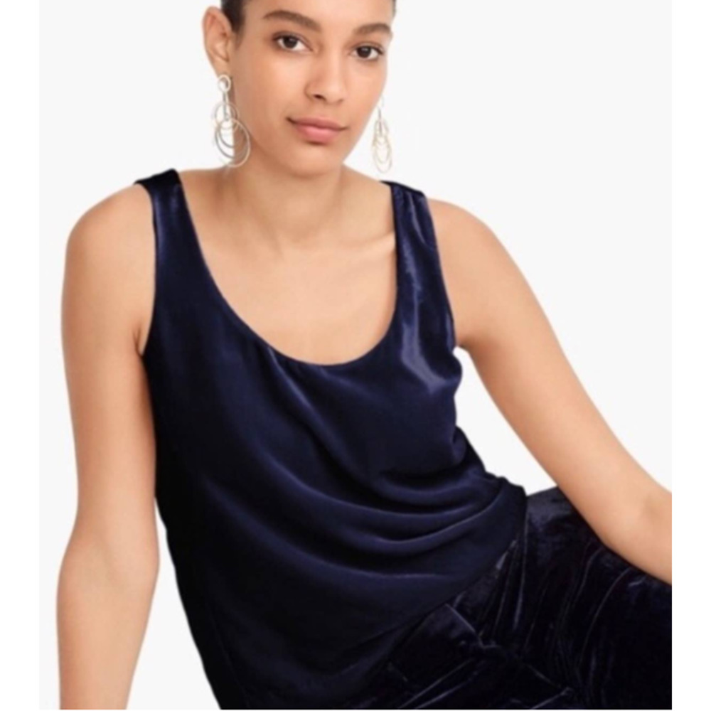 NWT J.Crew Navy Blue Velvet Tank Top | Size 2